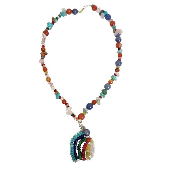 Hand Crafted Jewelry - Chakra Rainbow Beaded Necklace